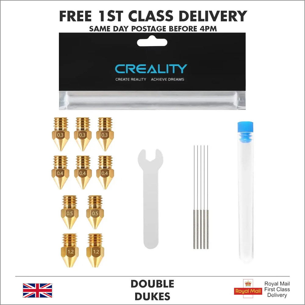Creality 3D Printer MK8 Extruder Nozzle Kit with Nozzle Cleaners & Wrench Tool - Dukes Supplies