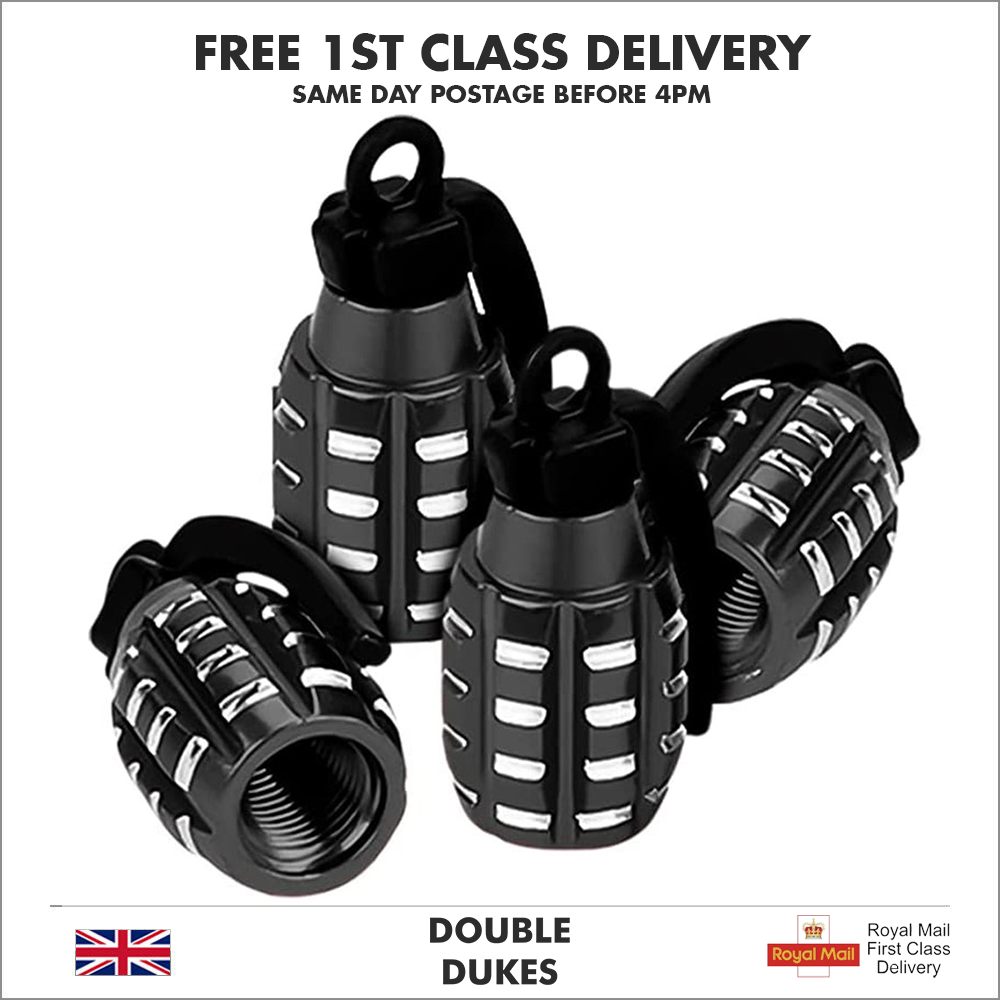 Tyre Valve Dust Caps Grenade Car Bike Motorcycle Alloy BMX MTB X 4 - Dukes Supplies