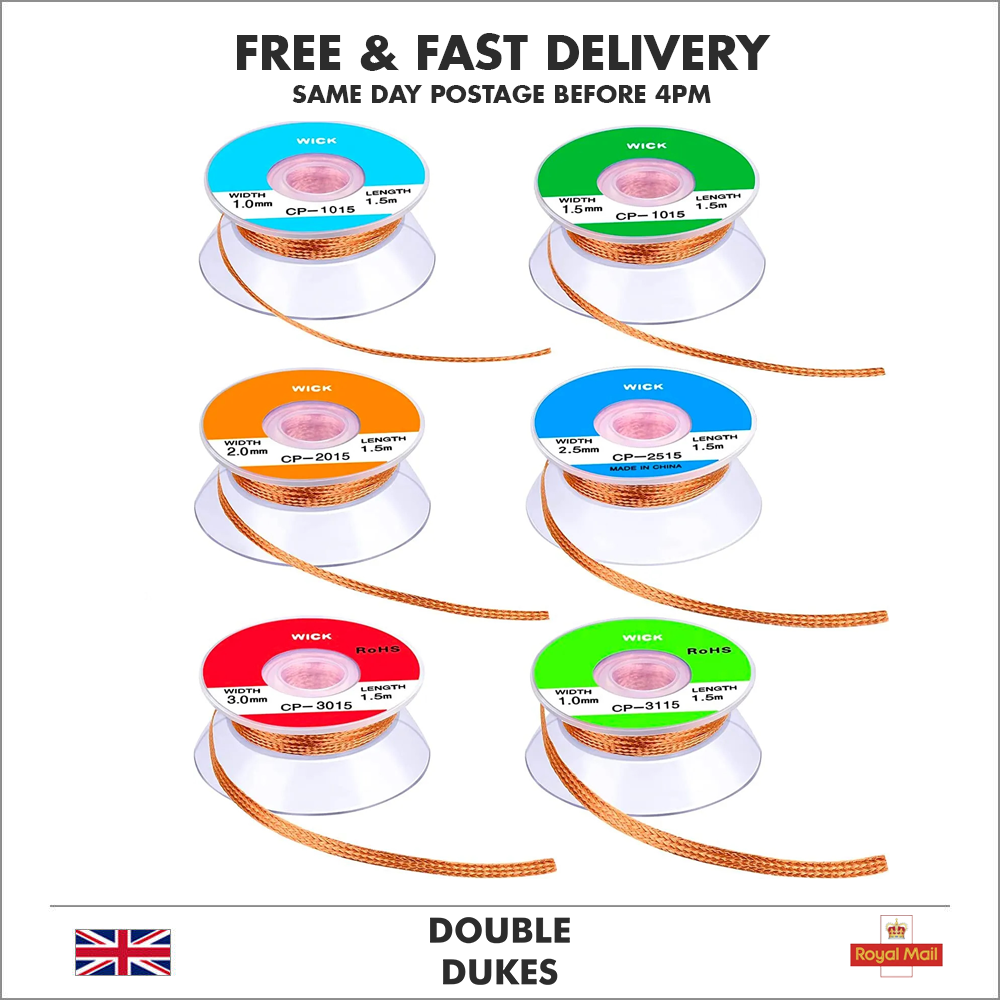 Desolder Desoldering Braid Wick Wire Mop Solder Sucker Fluxed Remover - Dukes Supplies