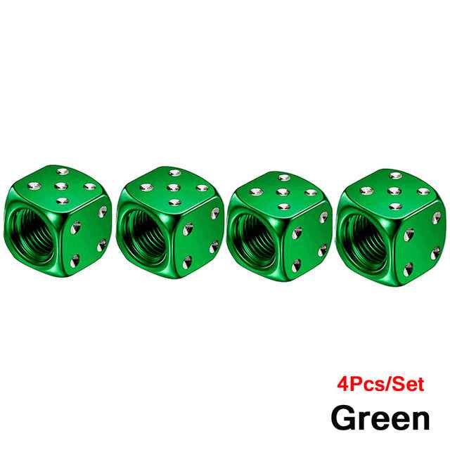 Dice Valve Caps for Cars, Set of 4, Caravans, Motorcycles, BMX - UK Seller - Dukes Supplies