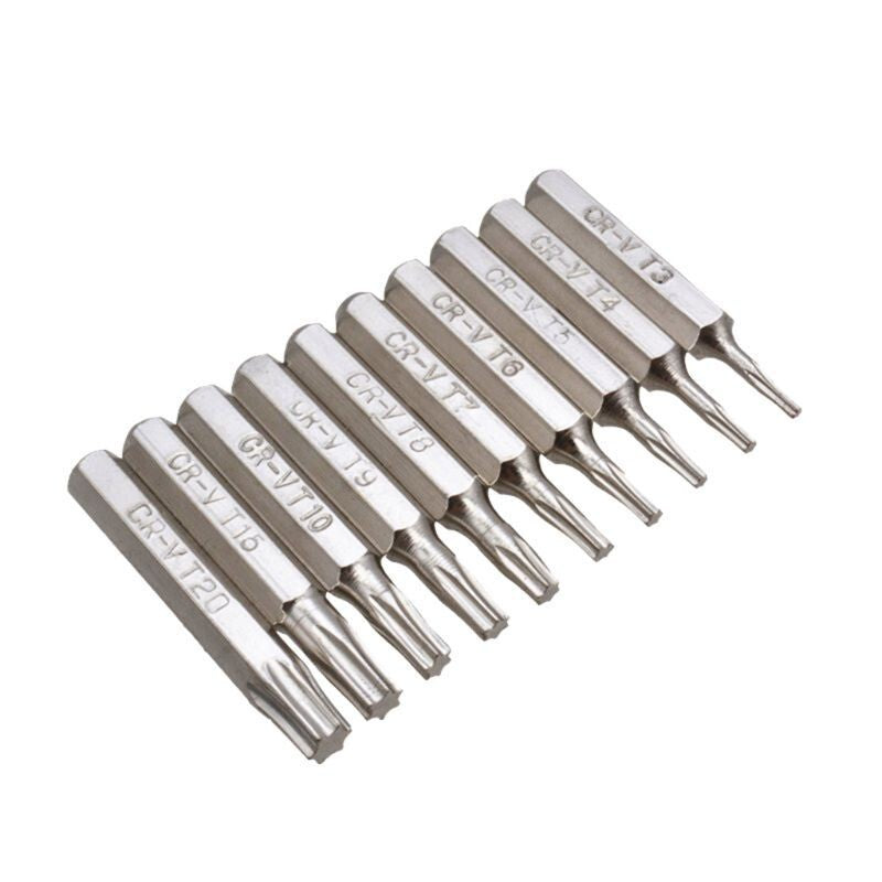 10PCS CR-V Torx Screwdriver Bits Set T3 T4 T5 T6 T7 T8 T9 T10 T15 T20 Mobile Bit - Dukes Supplies