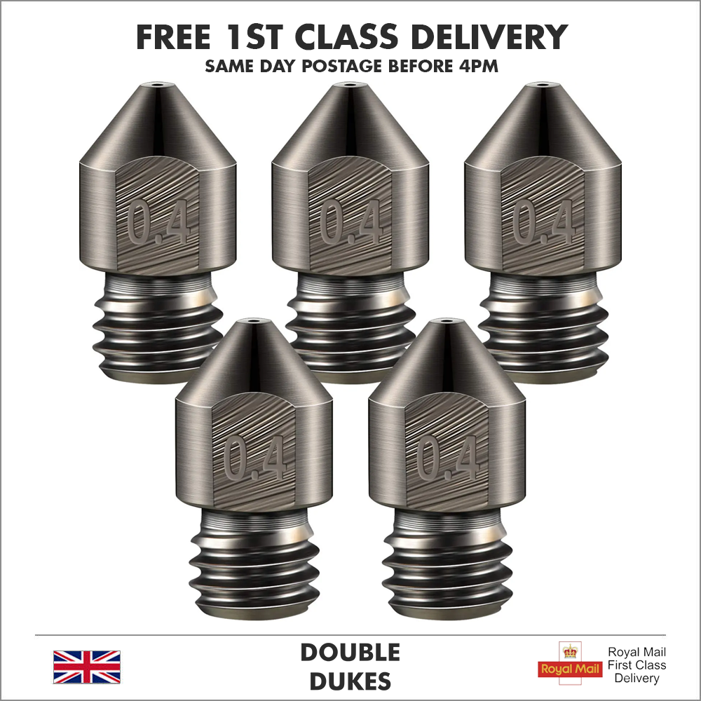 2pcs 0.4mm Hardened Steel 3D Printer Nozzle MK8 CR-10 Ender 3 Anet A8 m6 - Dukes Supplies