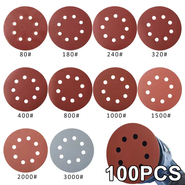 100pc Disc Sanding Pads Paper 5 Inch Round Disc Pad Abrasive Tool | 30-3000 Grit - Dukes Supplies