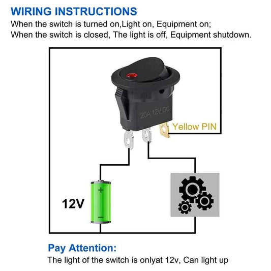 5Pcs 12V ON/OFF LED Round 12v Rocker Toggle Switch Dashboard Boat Van - Dukes Supplies
