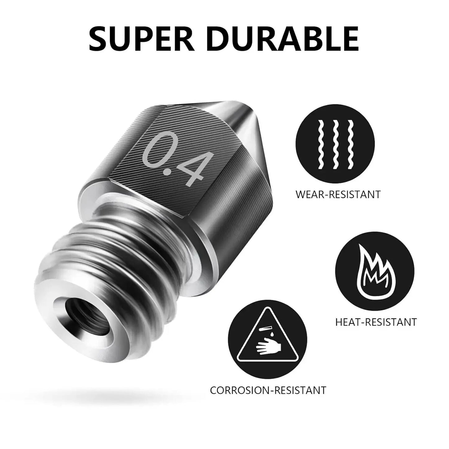10pcs 0.2mm-1.0mm Hardened Steel MK8 3D Printer Nozzle Extruder Creality Ender - Dukes Supplies
