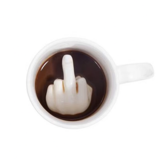 Middle Finger Mug Coffee Cup Ceramic Funny Prank Joke Mug Gift - Image 2
