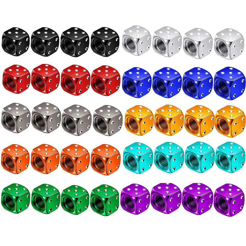 Dice Valve Caps for Cars, Set of 4, Caravans, Motorcycles, BMX - UK Seller - Dukes Supplies