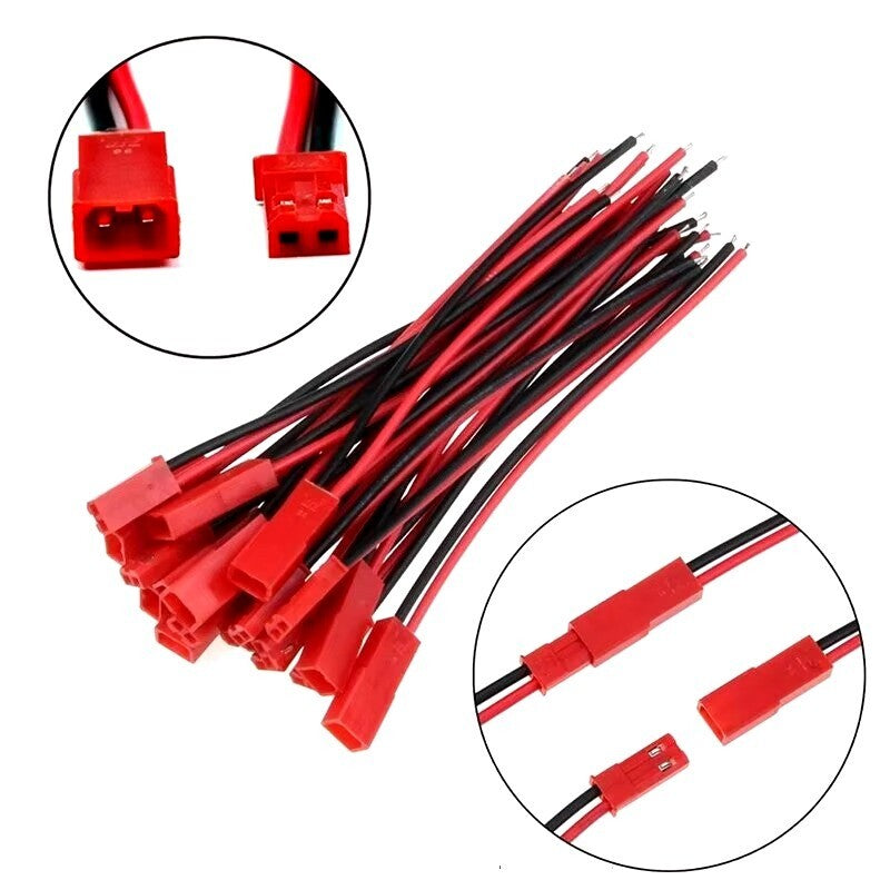 Red 2 Pin JST Plug Socket Connectors 200mm RC Li-Po Battery Leads Cable Wire UK - Dukes Supplies
