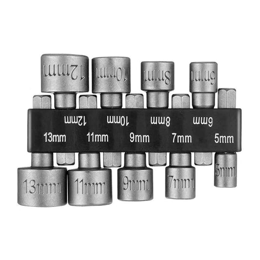 9pc Hex Shank Nut 1/4'' Driver Socket Adapter Set for Power Tools Bits Set - Dukes Supplies