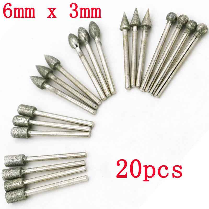 20Pcs Dremel Diamond Grinding Burr Drill Bit Set For Woodworking Rotary Tool - Dukes Supplies