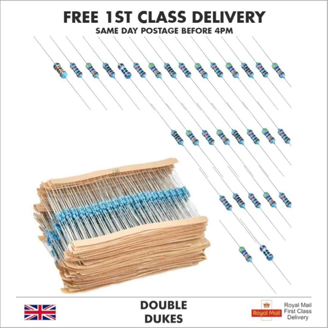 600pc Resistors Kit - 1/4W Watt 0.25 Metal Film Kit Set Pack Arduino PI - Dukes Supplies