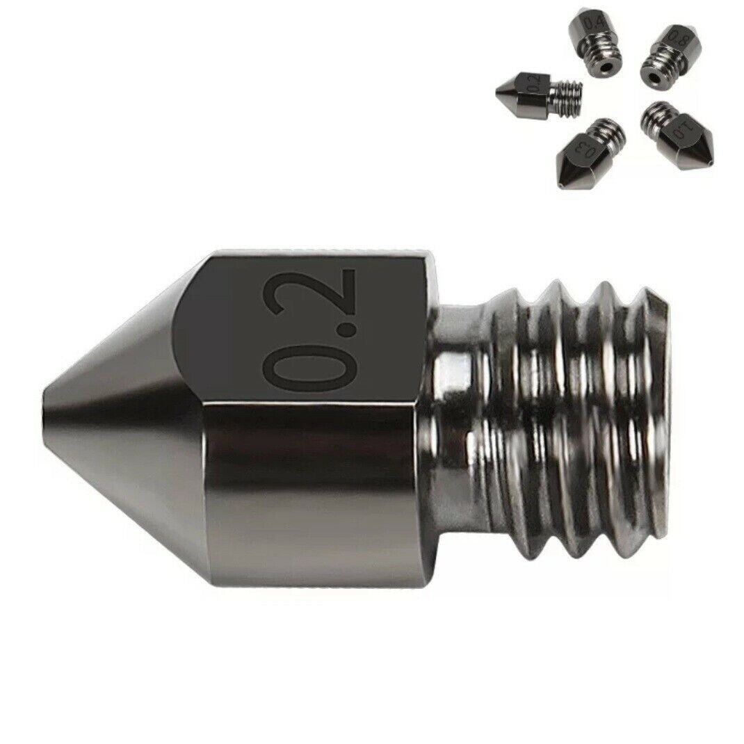 2pcs 0.4mm Hardened Steel 3D Printer Nozzle MK8 CR-10 Ender 3 Anet A8 m6 - Dukes Supplies