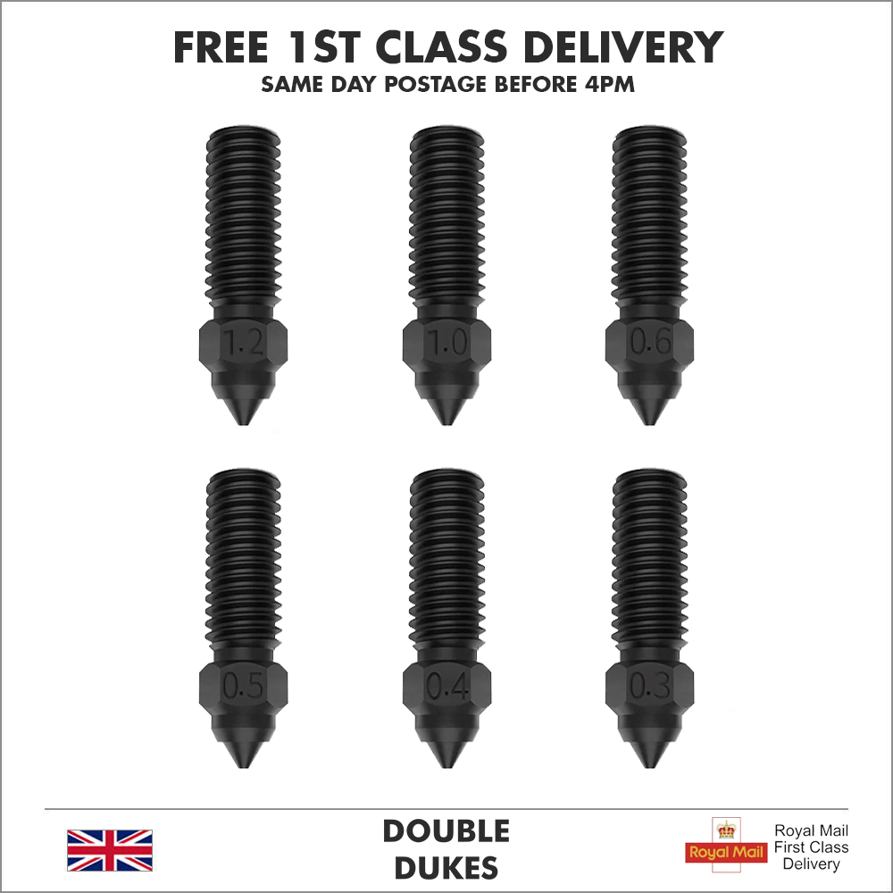 Creality K1/K1 Max CR-M4 Nozzle Hardened Steel 0.2mm-1.2mm 3D Printer M6 Thread - Dukes Supplies
