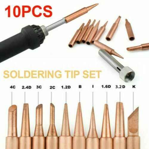 10pc/Set 900M Soldering Iron Tip Pure Copper Iron Head Solder Tool Tips - Dukes Supplies