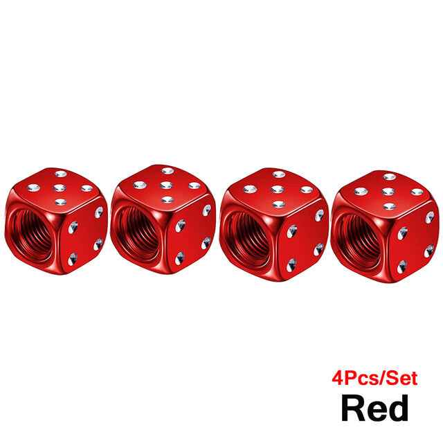 Dice Valve Caps for Cars, Set of 4, Caravans, Motorcycles, BMX - UK Seller - Dukes Supplies