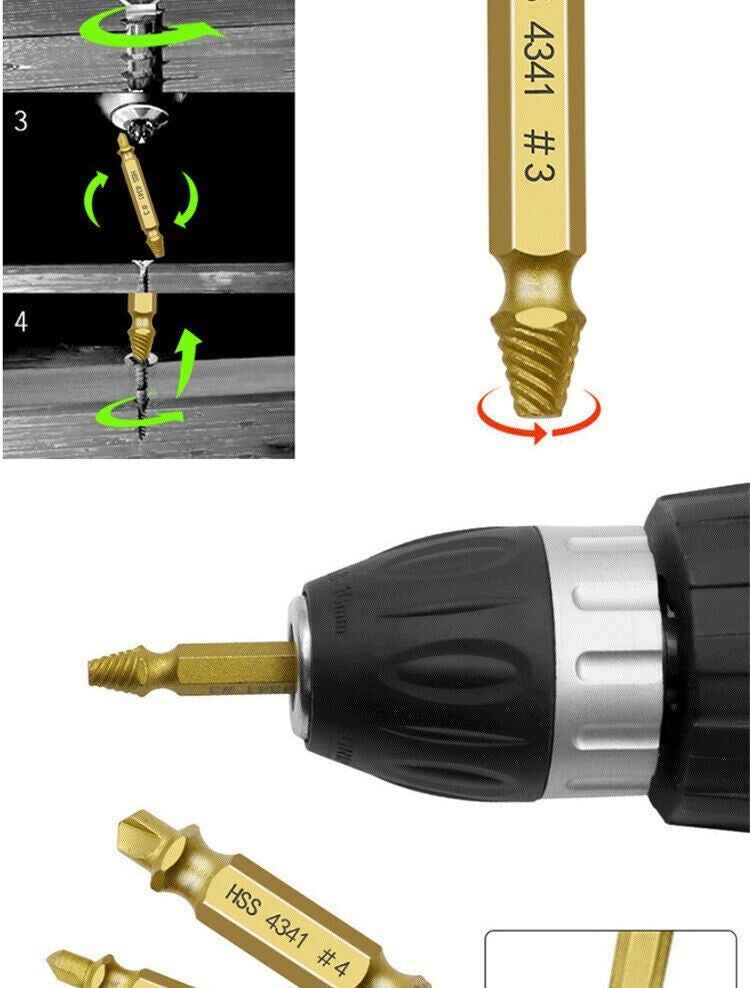 6PCS Broken Screw Extractor Remover Set Damaged Bolt Easy Out Stripped Drill Bit - Dukes Supplies