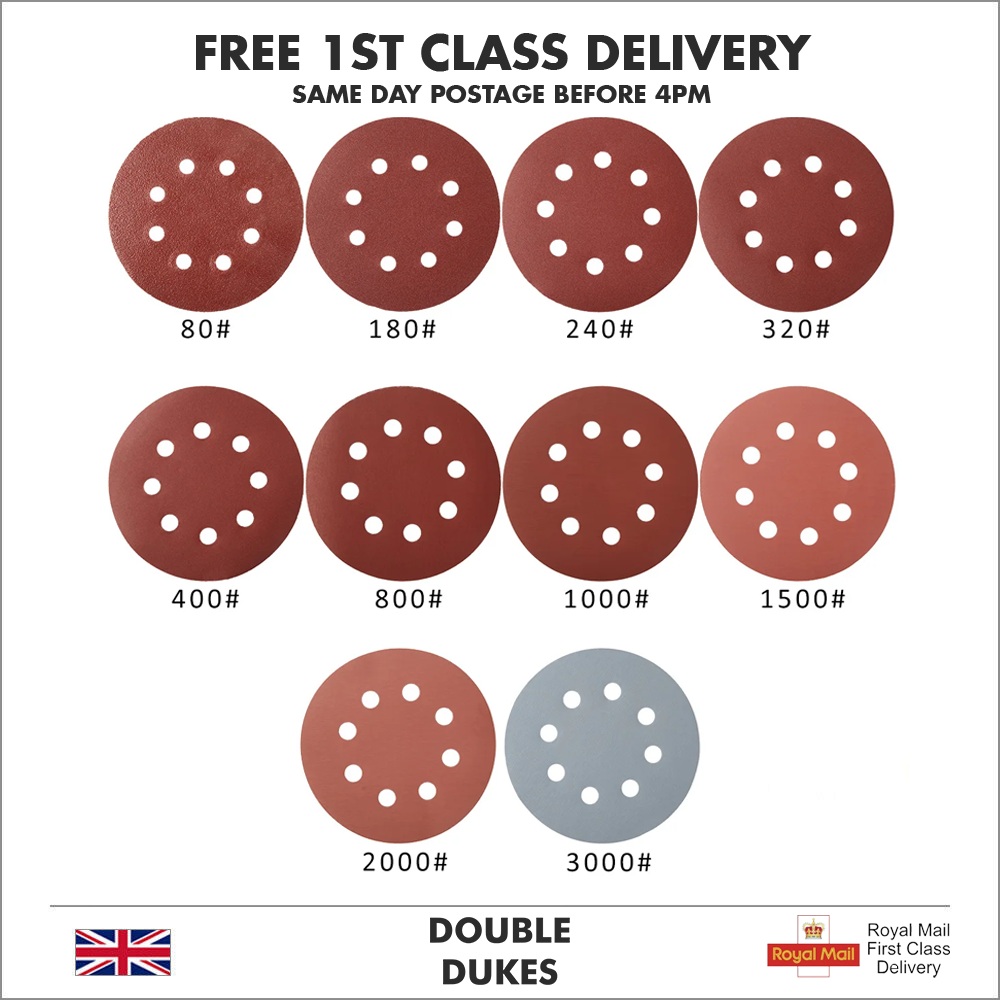 100pc Disc Sanding Pads Paper 5 Inch Round Disc Pad Abrasive Tool | 30-3000 Grit - Dukes Supplies