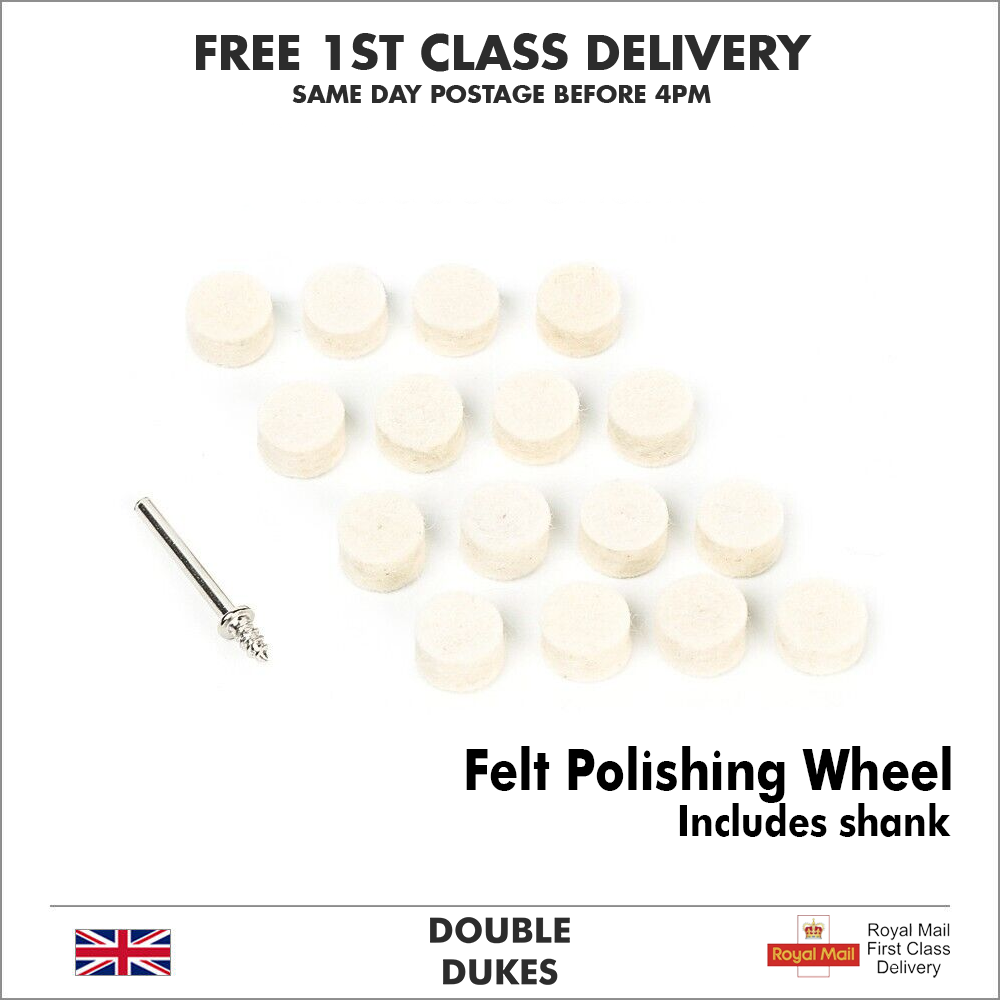 16pc Felt Buffing Polishing Wheel Kit With Shank/Mandrel For Rotary Tool Dremel - Dukes Supplies