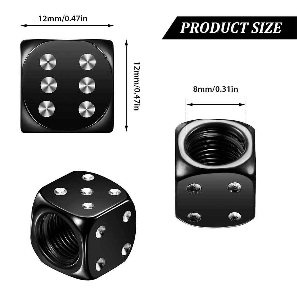Dice Valve Caps for Cars, Set of 4, Caravans, Motorcycles, BMX - UK Seller - Dukes Supplies