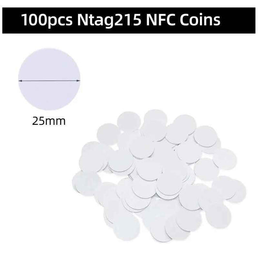 10 x NTAG215 NFC Coin Tags Waterproof PVC 25mm for Android iOS - Dukes Supplies