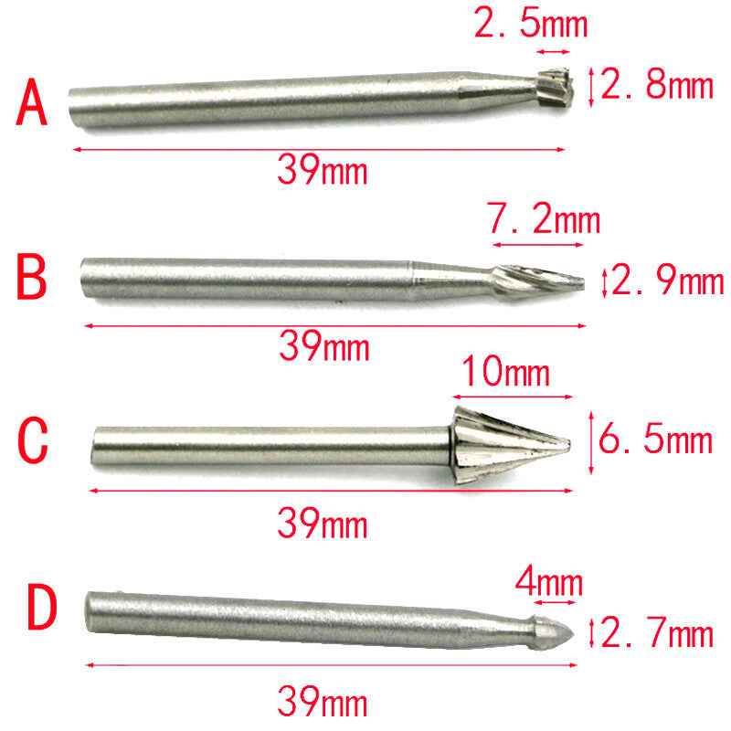 10 x HSS Routing Wood Carving Tool Rotary Drill File Router Bits For Dremel - Dukes Supplies