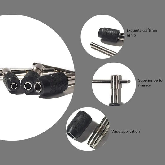 6pcs Hand Tap Set Screw Thread Taps T-Wrench Reamer M3-M8 Twist Drill Bit - Dukes Supplies