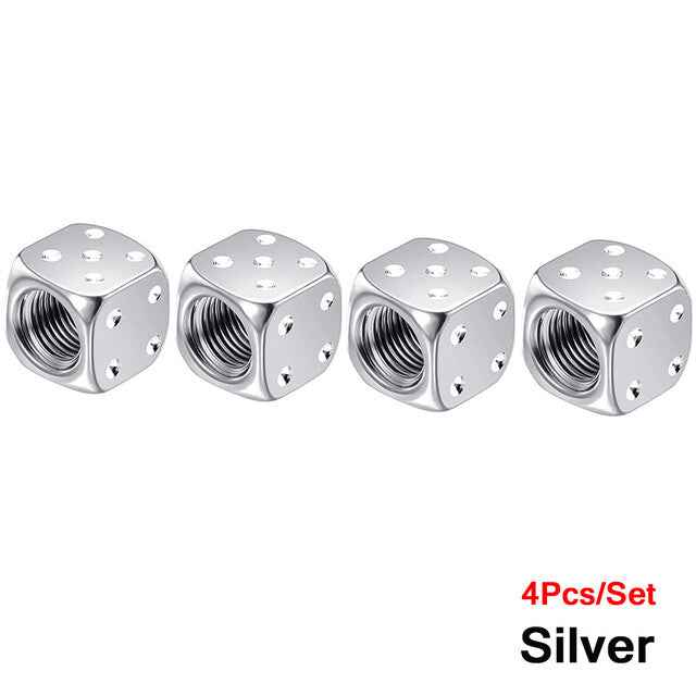 Dice Valve Caps for Cars, Set of 4, Caravans, Motorcycles, BMX - UK Seller - Dukes Supplies