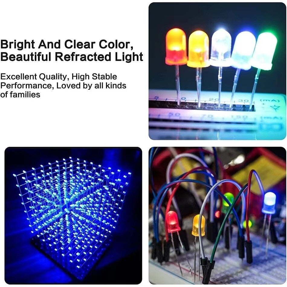 200pcs LED Diodes 3/5mm LED Light Emitting Bulb Lamp, Science, DIY, Electronics - Dukes Supplies
