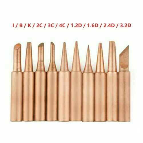 10pc/Set 900M Soldering Iron Tip Pure Copper Iron Head Solder Tool Tips - Dukes Supplies