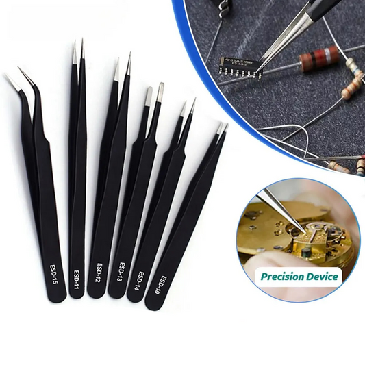 Anti-Static Precision ESD Tweezers Set Stainless Steel for Electronics UK - Dukes Supplies