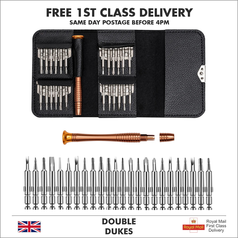 Mobile Phone 25 in 1 Repair Tool Kit Screwdriver Set iPhone iPod iPad Samsung UK - Dukes Supplies