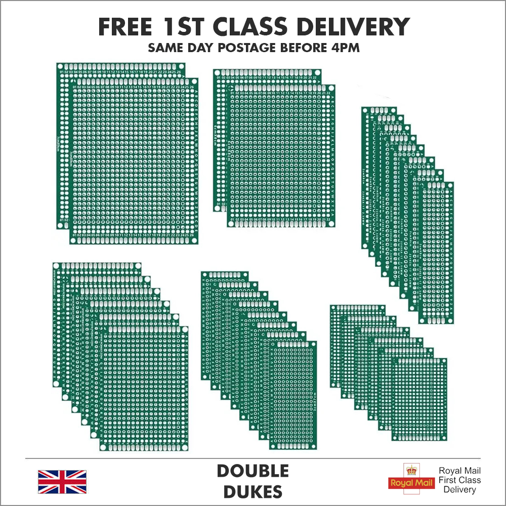 32Pcs Double-Side Protoboard 6 Sizes Circuit Universal Prototype PCB Board Hobby - Dukes Supplies