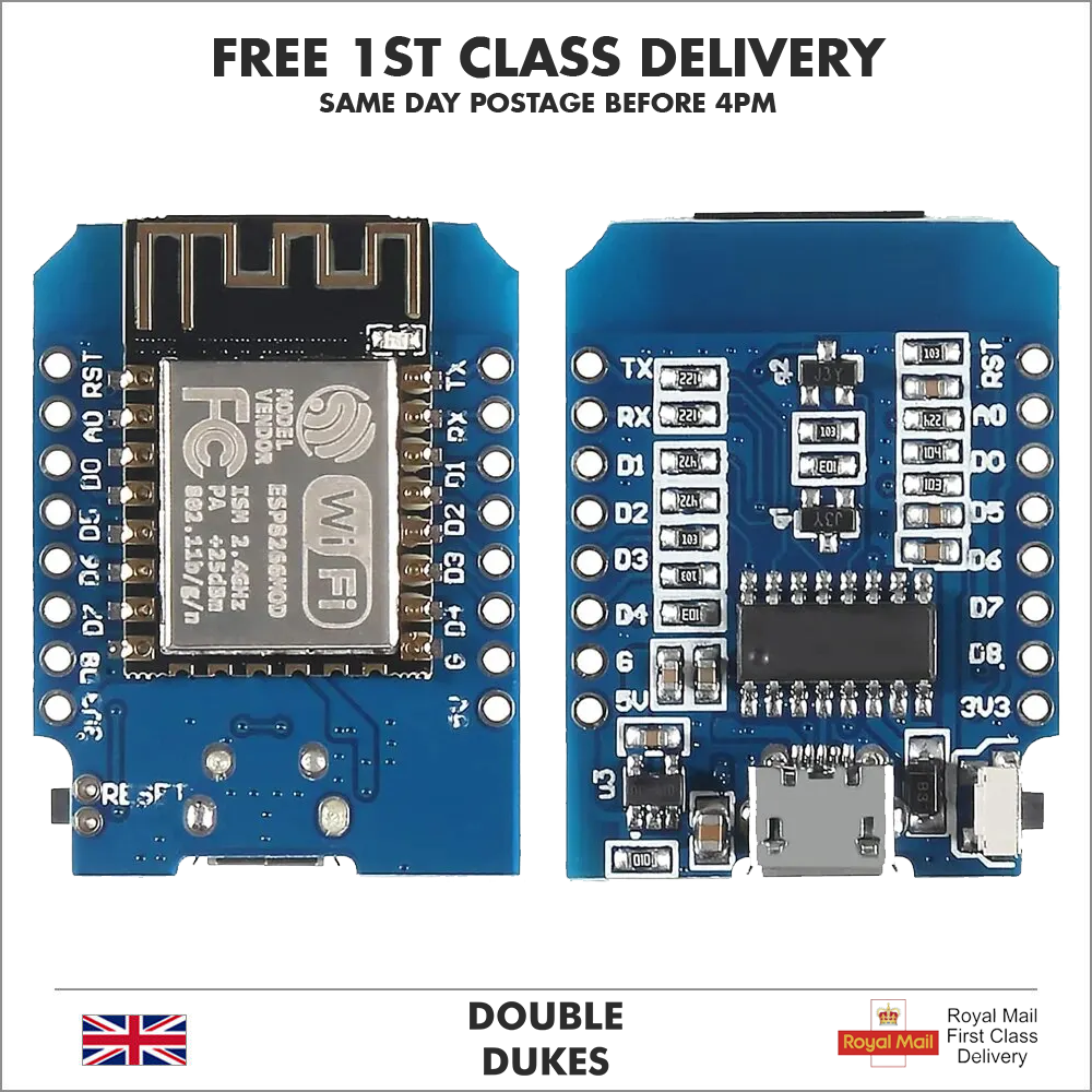 D1 MINI ESP8266 NODEMCU ESP WIFI 4M BYTES IOT DEVELOPMENT BOARD MICRO/USB-C - UK - Dukes Supplies