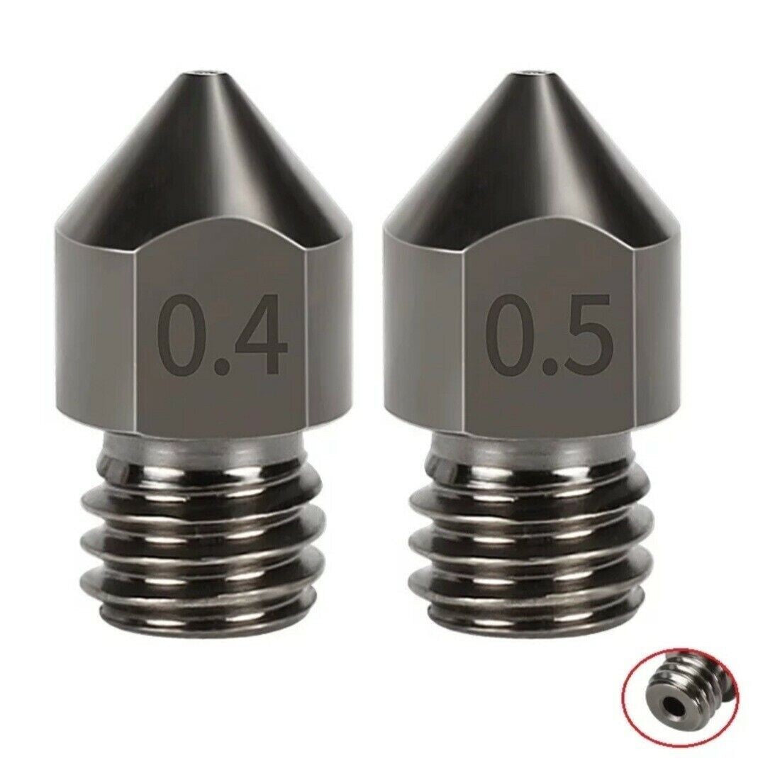 2pcs 0.4mm Hardened Steel 3D Printer Nozzle MK8 CR-10 Ender 3 Anet A8 m6 - Dukes Supplies