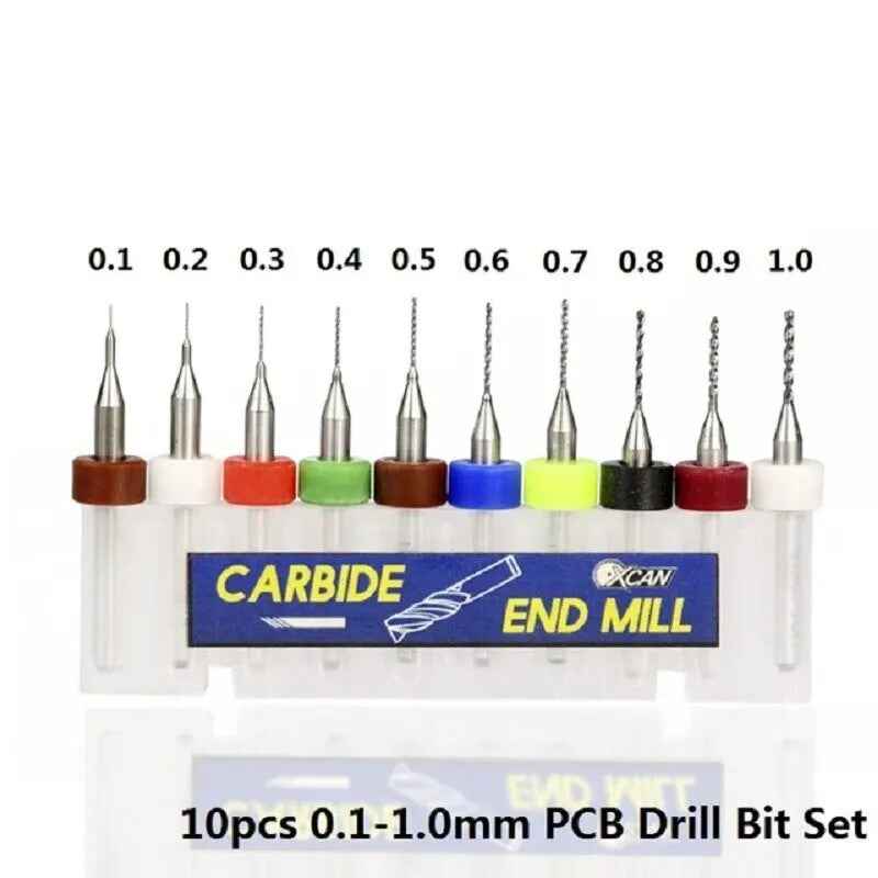 10PCS PCB Drill Bits Set Carbide Micro Mini CNC Drilling Bits Rotary Tool - Dukes Supplies