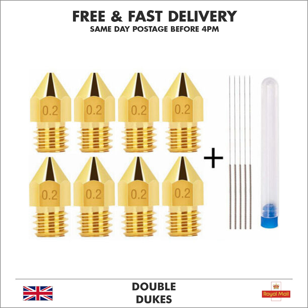 3D Printer MK8 Extruder Nozzle 8pc 0.2mm Creality Ender 3 / V2 / CR10s / SE-6 - Dukes Supplies