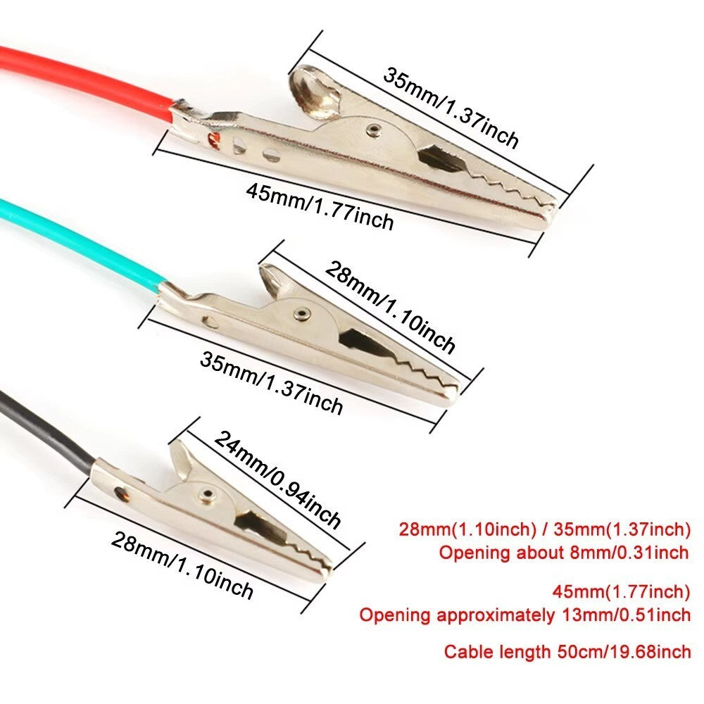 10pc Coloured Cable Wire Crocodile Test Leads Clamps Wire With Aligator Clips - Dukes Supplies