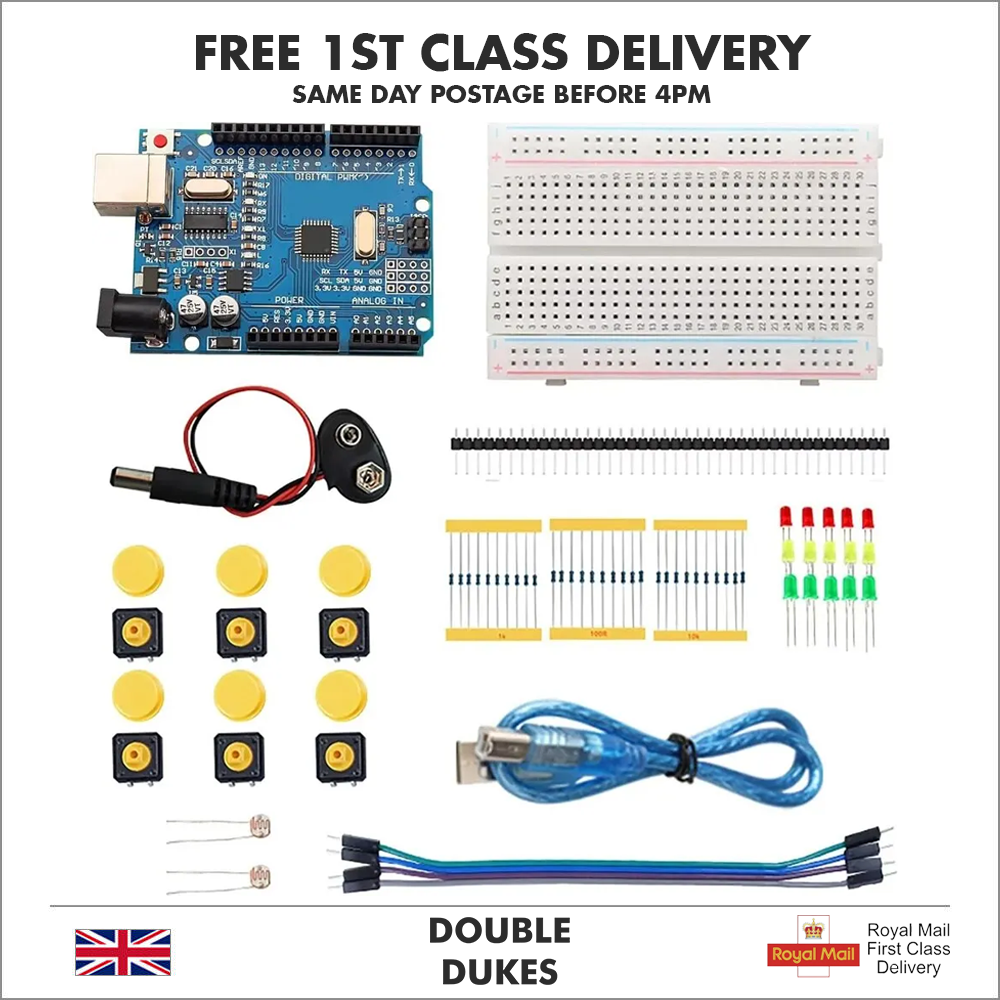 UNO R3 Starter Electronics Development Kit - Compatible With Arduino IDE - UK - Dukes Supplies