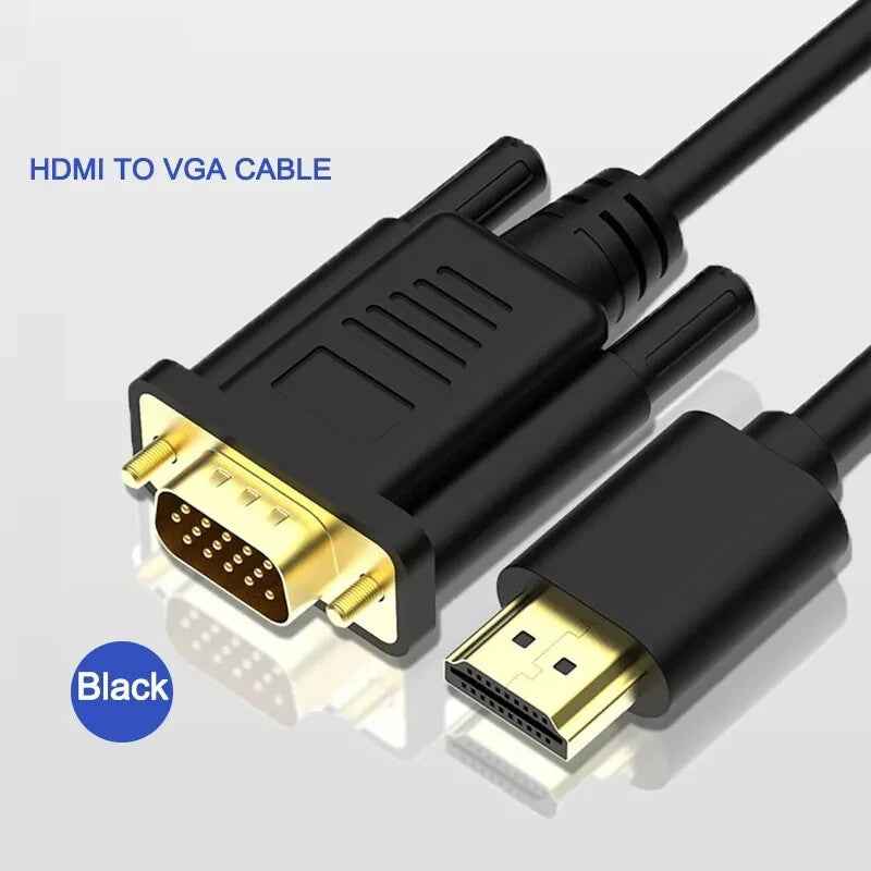 1.8m HDMI to VGA Cable Monitor Lead PC XBOX Laptop Converter Adapter 2m - Dukes Supplies