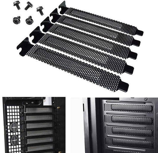 PC Computer PCI Slot Cover Blanking Off Plates | Mesh Design for Ventilation - Dukes Supplies