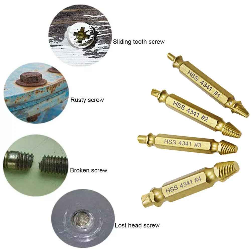 6PCS Broken Screw Extractor Remover Set Damaged Bolt Easy Out Stripped Drill Bit - Dukes Supplies