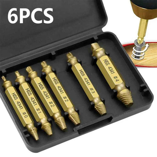 6PCS Broken Screw Extractor Remover Set Damaged Bolt Easy Out Stripped Drill Bit - Dukes Supplies