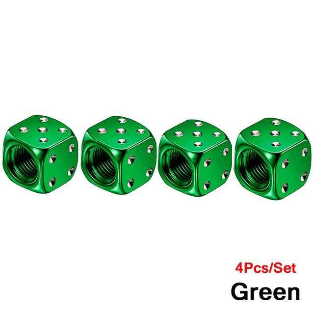 Dice Valve Caps for Cars, Set of 4, Caravans, Motorcycles, BMX - UK Seller - Dukes Supplies