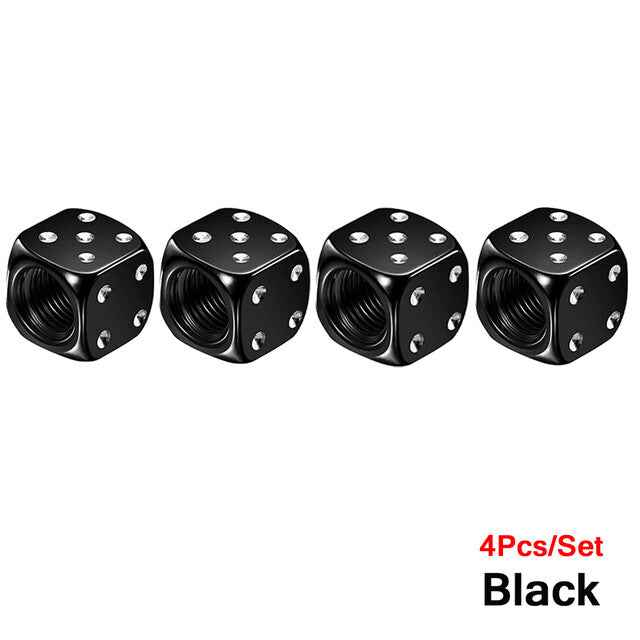 Dice Valve Caps for Cars, Set of 4, Caravans, Motorcycles, BMX - UK Seller - Dukes Supplies