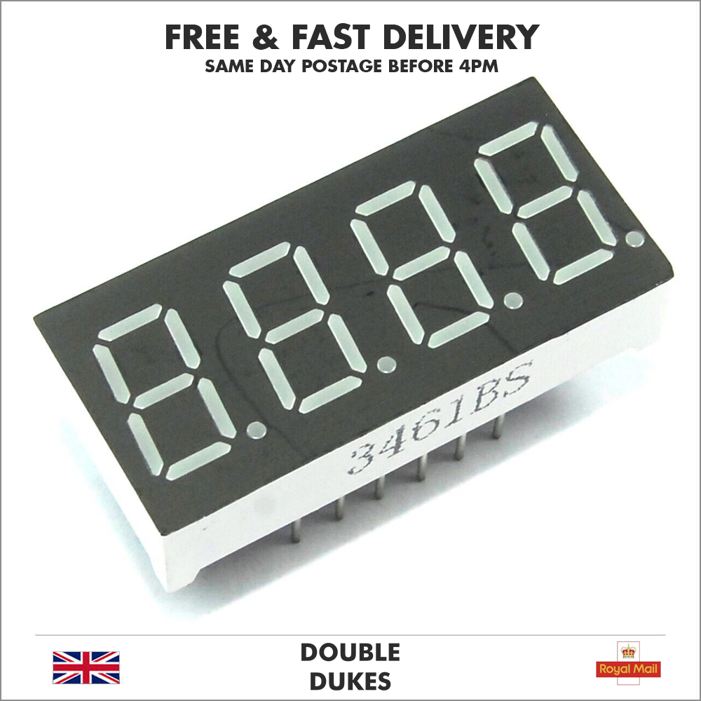4 Digit Seven Segment Red LED Display 0.36" 3461BS Arduino Pi Flux Workshop - Dukes Supplies