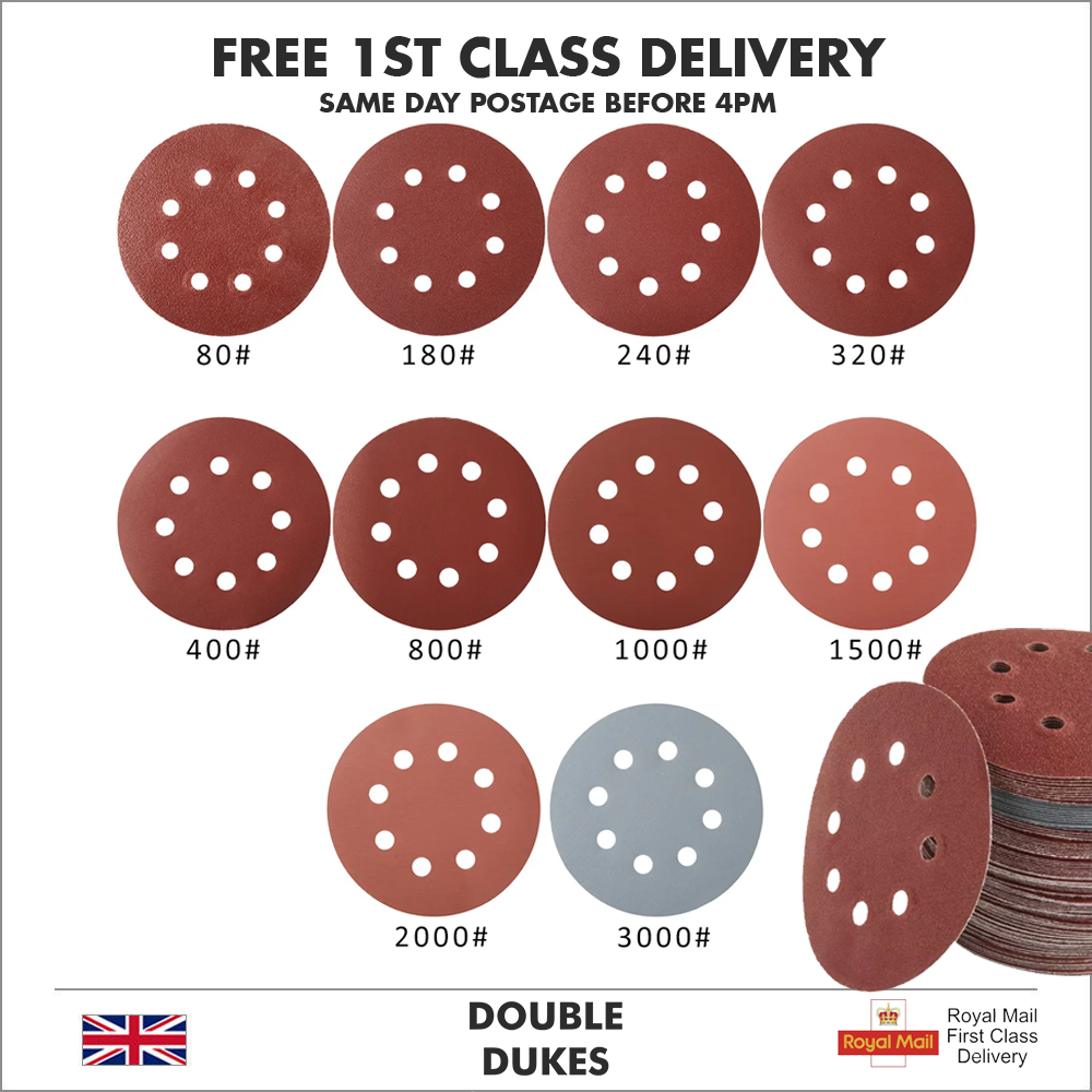 100pc Disc Sanding Pads Paper 5 Inch Round Disc Pad Abrasive Tool | 30-3000 Grit - Dukes Supplies
