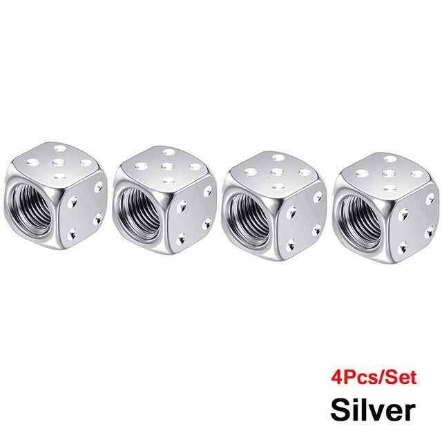 Dice Valve Caps for Cars, Set of 4, Caravans, Motorcycles, BMX - UK Seller - Dukes Supplies