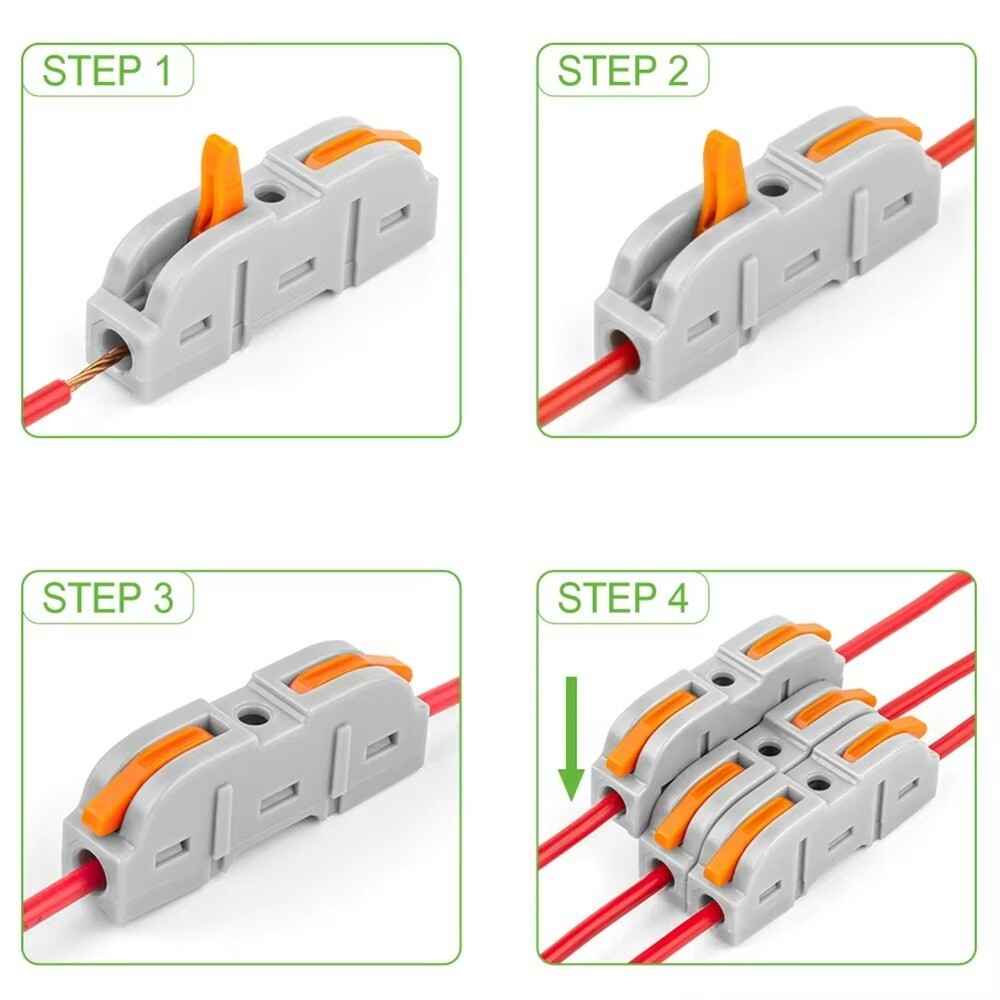 SPRING LEVER TERMINAL BLOCK ELECTRICAL CABLE WIRE CONNECTOR QUICK SPLICE INLINE - Dukes Supplies