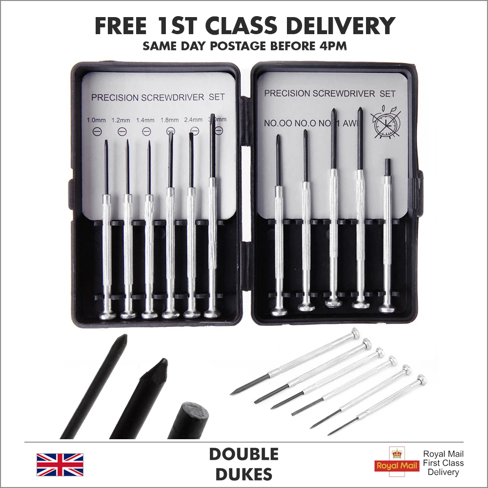 11pc Precision Screwdriver Set Kit- Tools for Glasses, Watches, Jewellers & More - Dukes Supplies