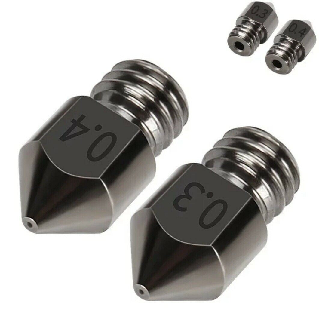 2pcs 0.4mm Hardened Steel 3D Printer Nozzle MK8 CR-10 Ender 3 Anet A8 m6 - Dukes Supplies